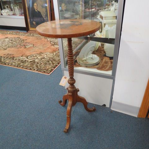 Appraisal: Victorian Plant Stand painted top withvase of flowers tri-footed tall