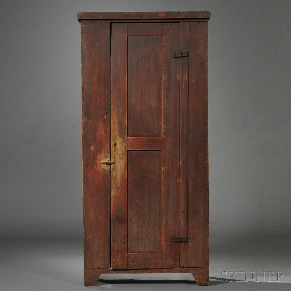 Appraisal: Red-painted Maple Cupboard probably New England late th early th