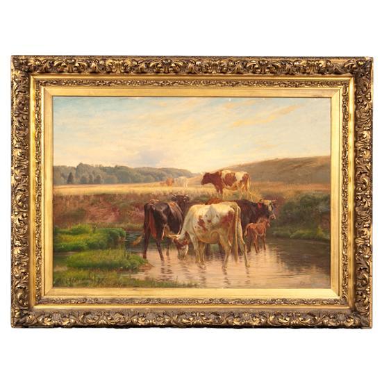 Appraisal: Peter Moran American - Cows Crossing a Stream oil on