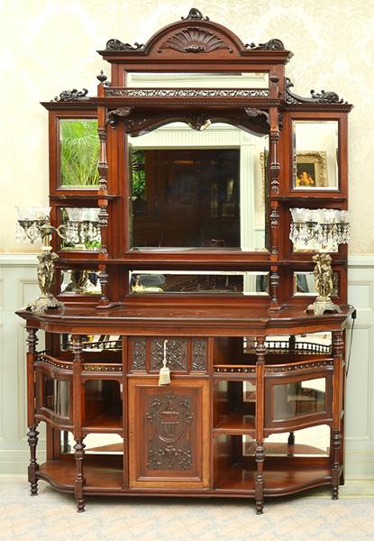 Appraisal: IMPRESSIVE LATE VICTORIAN SIDEBOARD ELABORATELY EMBELLISHED WITH BEVELLED MIRRORS AND