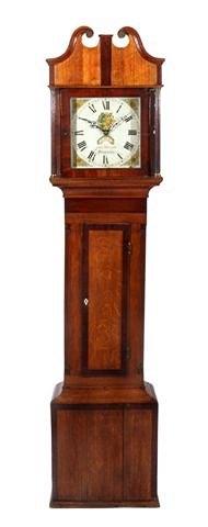 Appraisal: An early th Century oak hour long case clock the