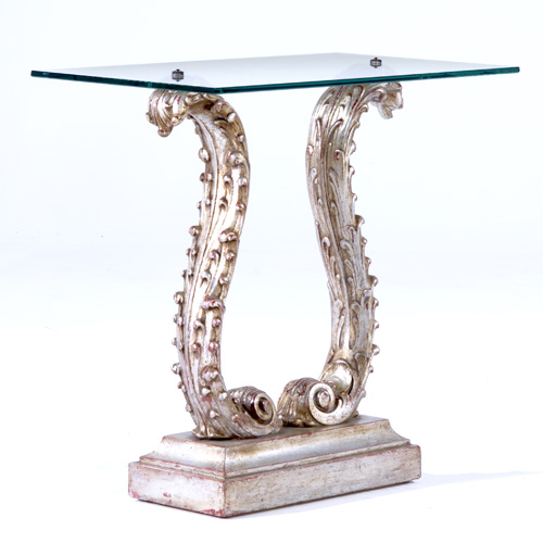 Appraisal: AMERICAN Console table with gilt acanthus base and glass top