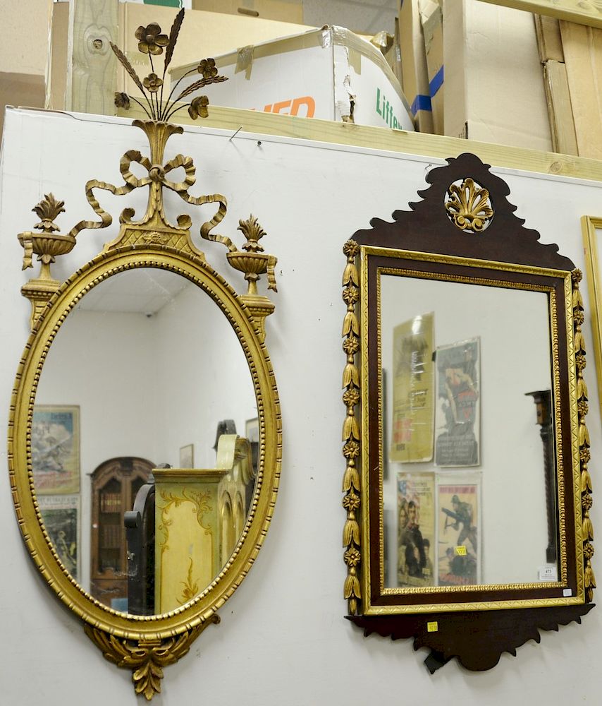 Appraisal: Two mirrors including a custom mahogany mirror x and an