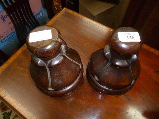 Appraisal: A PAIR OF VICTORIAN MAHOGANY BOOK ENDS OR DOOR STOPS