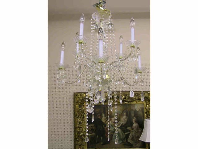 Appraisal: Venetian pattern glass eight branch crystal chandelier tall