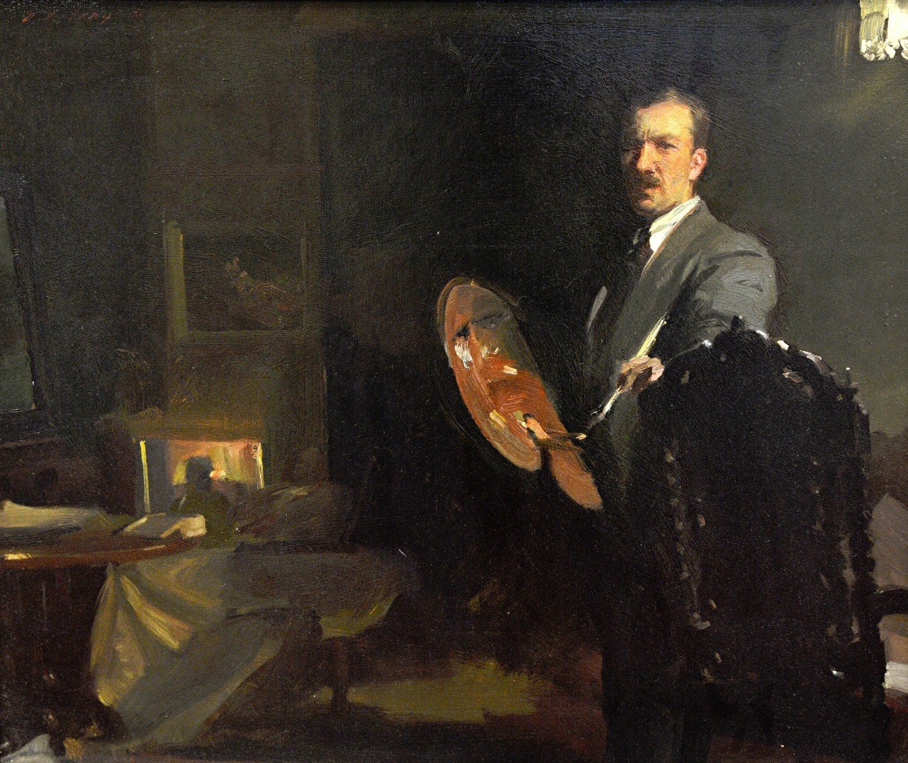 Appraisal: Douglas Stannus Gray - Self portrait with palette in artificial