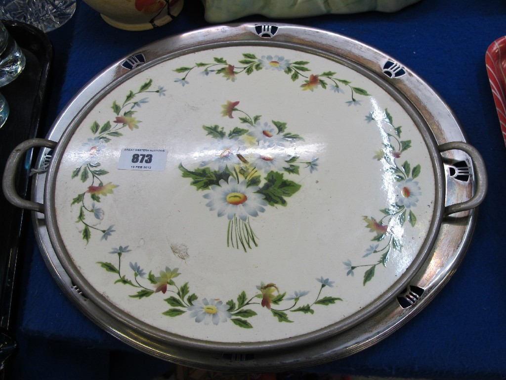 Appraisal: Villeroy Boch EP mounted circular tray and another both decorated