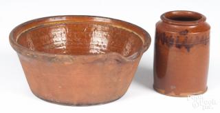 Appraisal: Redware th c to include a mixing bowl '' h