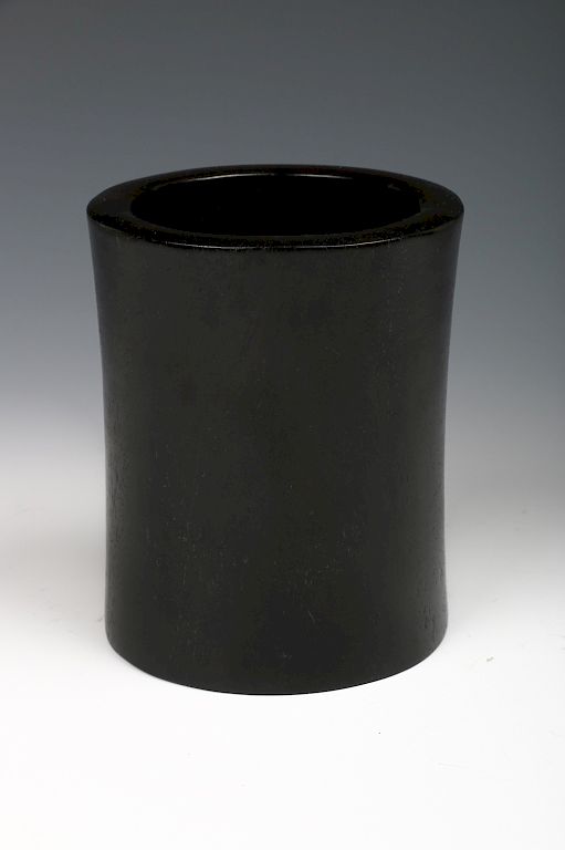 Appraisal: CHINESE ZITAN BRUSH POT Of slightly waisted cylindrical form the