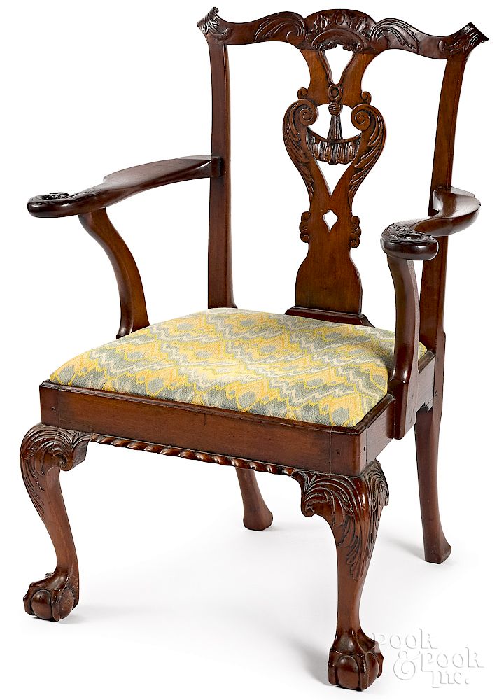 Appraisal: New York Chippendale mahogany armchair Exclusive on Bidsquare New York