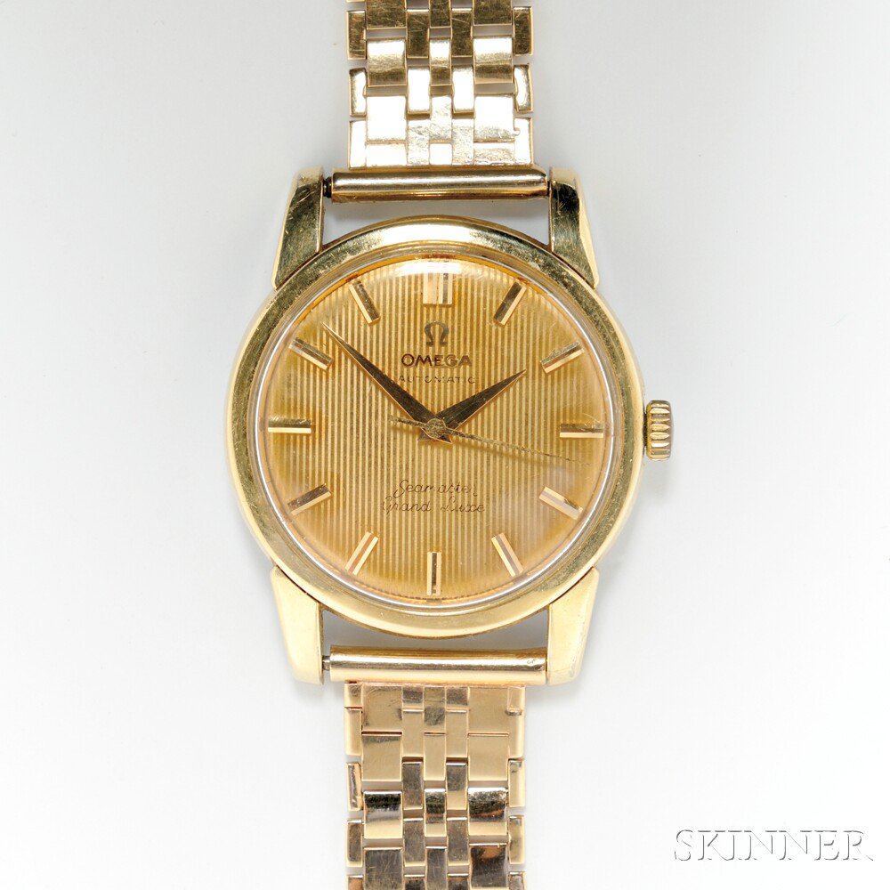 Appraisal: Omega Seamaster Grand Luxe Wristwatch on kt gold brick-link band