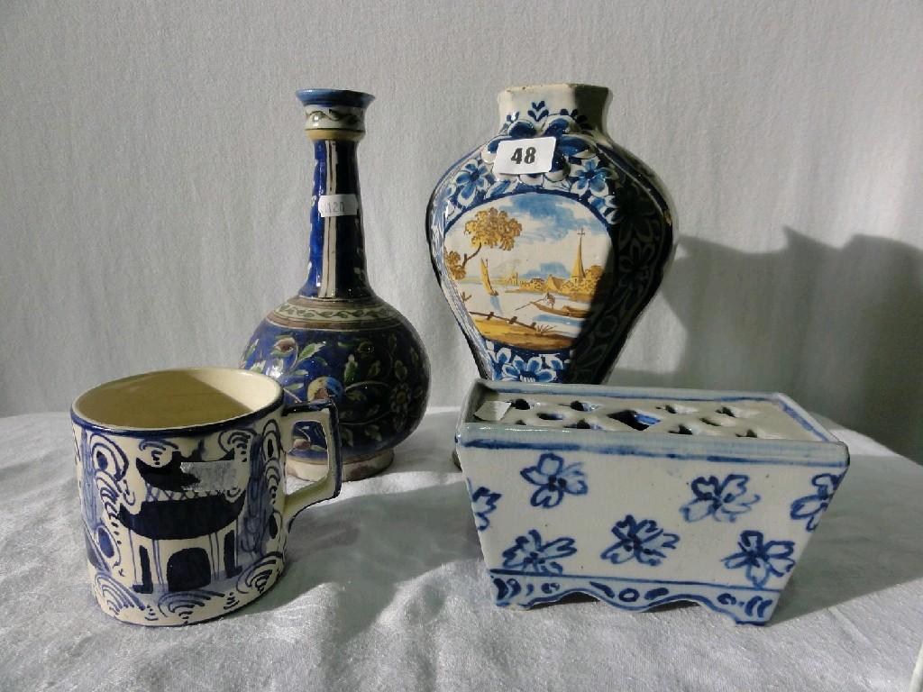 Appraisal: A collection of continental tin glazed earthenwares including a th