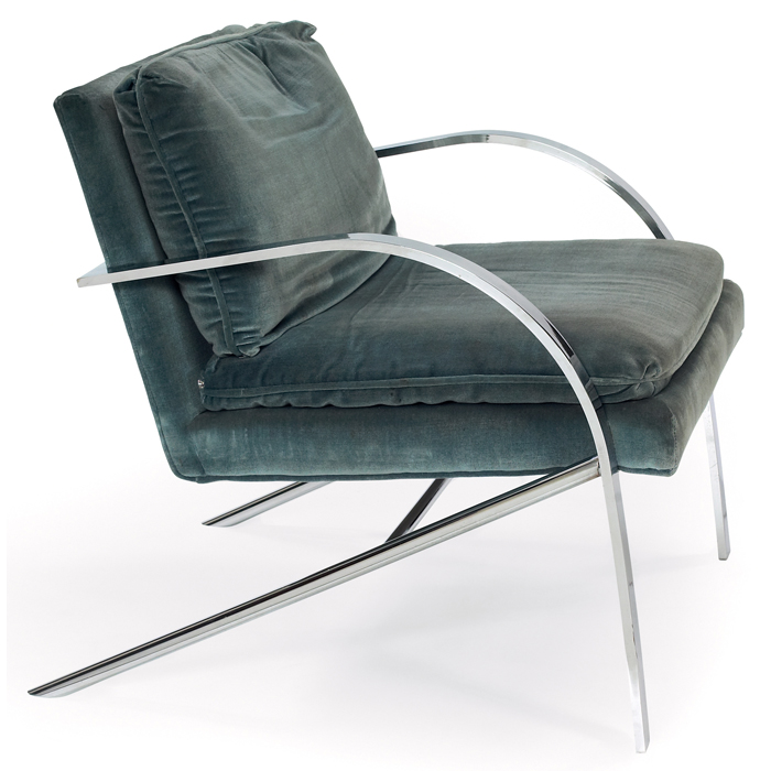 Appraisal: Paul Tuttle lounge chair USA cantilevered frame of chrome-platedsteel has