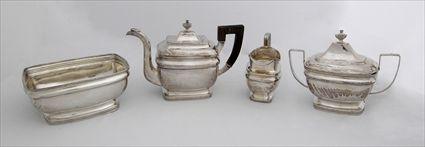 Appraisal: AMERICAN SILVER FOUR-PIECE TEA SET Impressed J Lounes comprising a