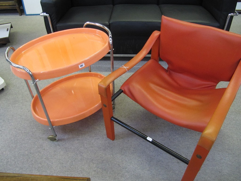 Appraisal: Arkana 's orange rexine chair and a 's orange plastic