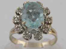 Appraisal: A French hallmarked carat gold aquamarine and diamond ring the