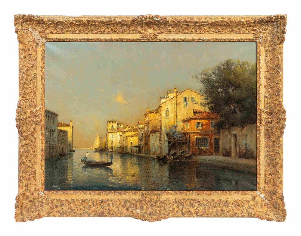 Appraisal: Antoine Bouvard French - Gondola on a Venetian Canal Antoine