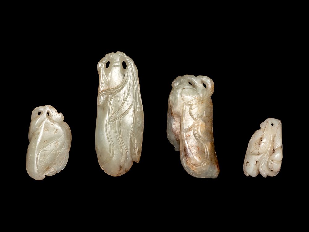 Appraisal: Four Chinese Jade Pendants Four Chinese Jade Pendants each carved