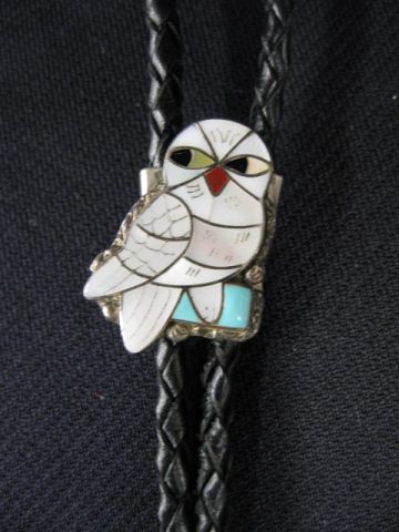 Appraisal: Indian Bolo owl sterling turquoise abalone inlay