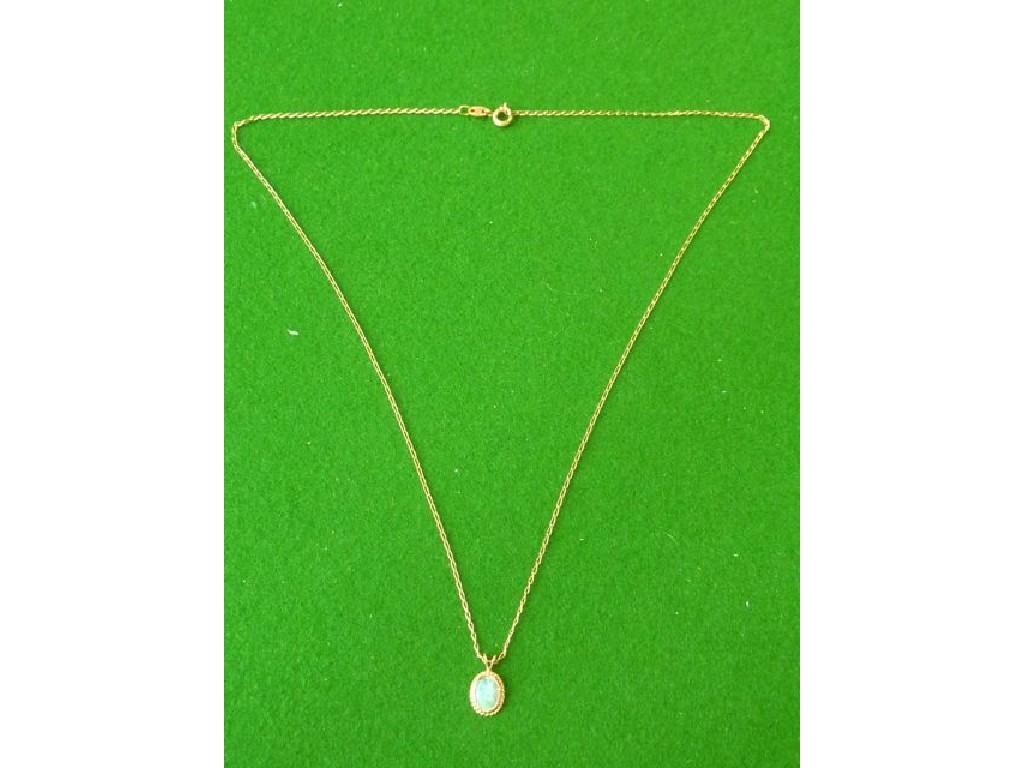 Appraisal: A gold mounted and opal set pendant necklace