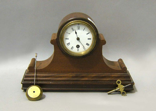 Appraisal: Mahogany Tambour shelf clock early th c h