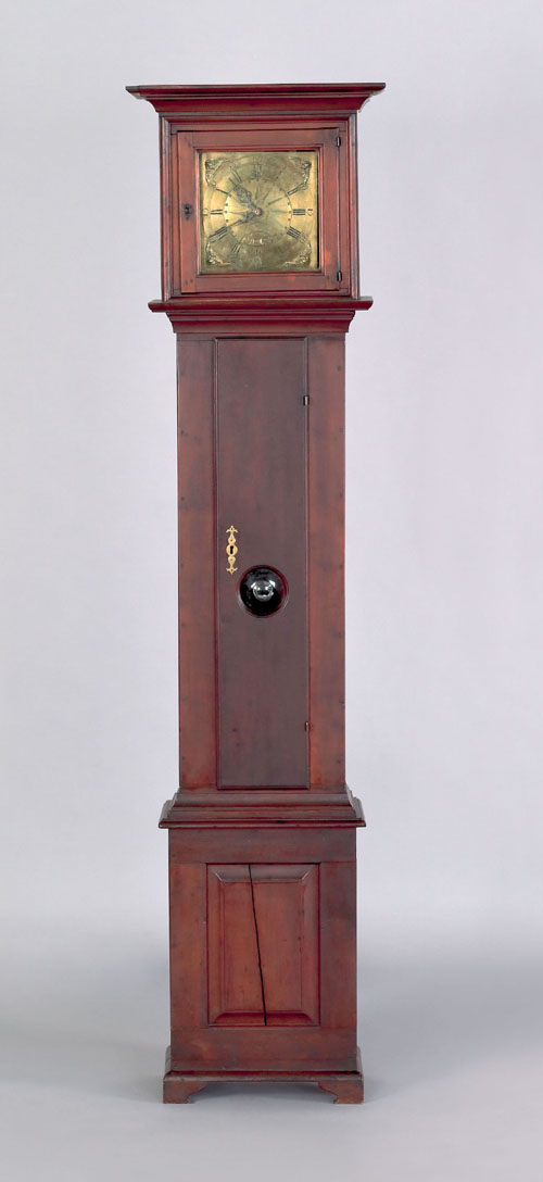 Appraisal: Philadelphia Queen Anne walnut tall case clock ca the flat