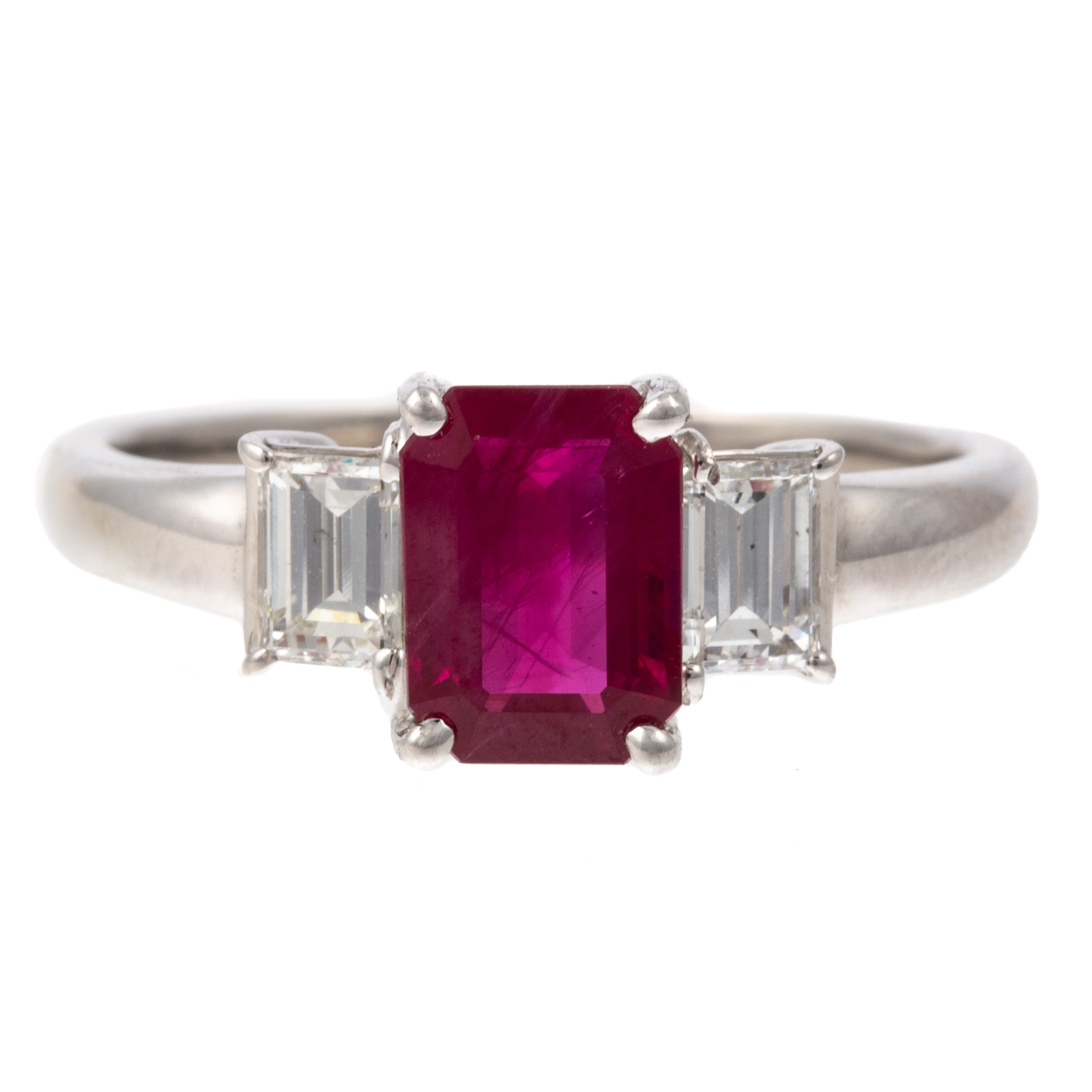 Appraisal: A CT BURMESE RUBY DIAMOND RING IN PLATINUM Platinum ring