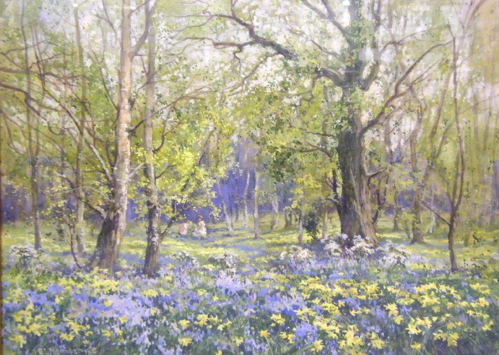 Appraisal: By Ernest Llewellyn Hampshire - - woods with bluebells and