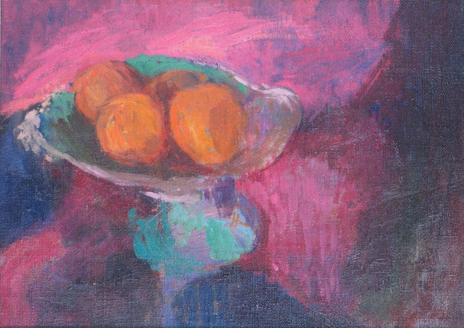 Appraisal: ENGLISH SCHOOL th century Oranges in a bowl oil on