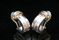 Appraisal: Tiffany Co Sterling Silver and Gold Atlas Earrings Tiffany marked