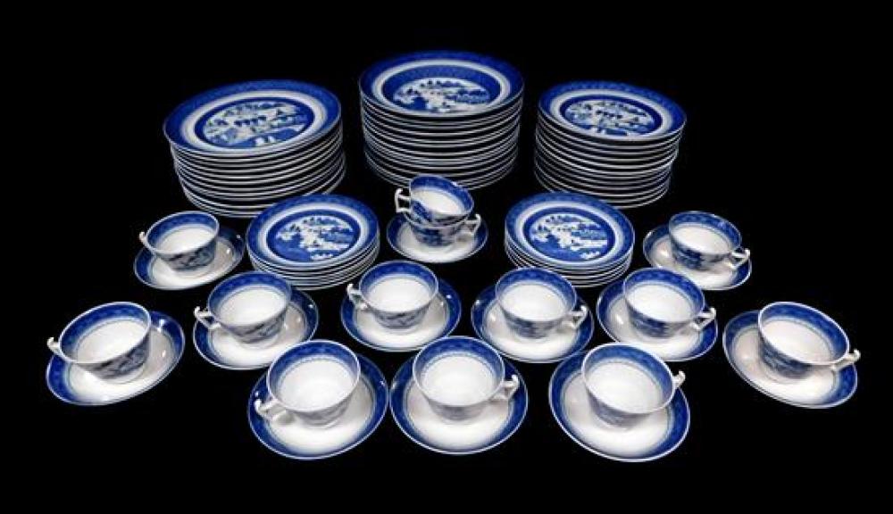 Appraisal: Mottahedeh Blue Canton Historic Charleston porcelain seventy-four pieces including twelve