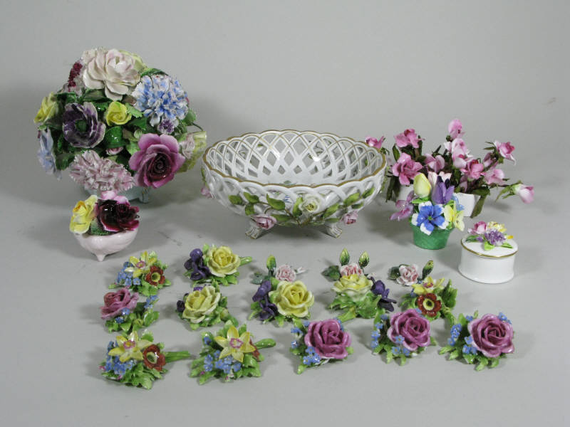 Appraisal: Group of Bone China Floral Table Ornaments group of place