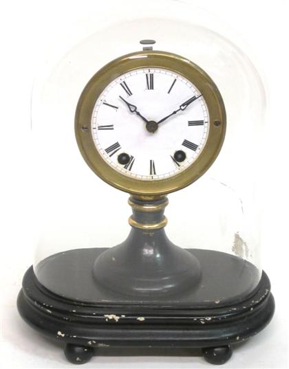 Appraisal: Black painted pedestal shelf clocks eth thomas thomaston ct circa