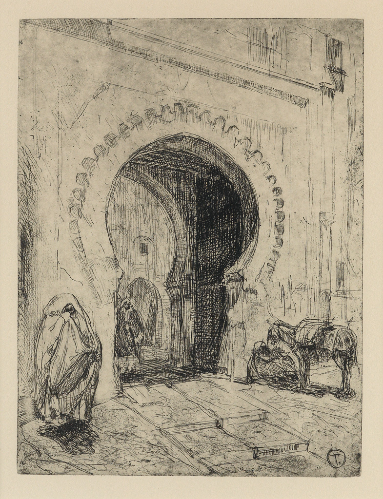 Appraisal: HENRY OSSAWA TANNER - Gateway in Tangier Etching circa -