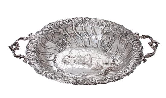 Appraisal: Sale Lot A Dutch Silver Repousse Serving Bowl of oval