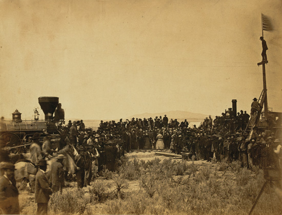 Appraisal: RUSSELL ANDREW J - Golden Spike Ceremony with Flag and