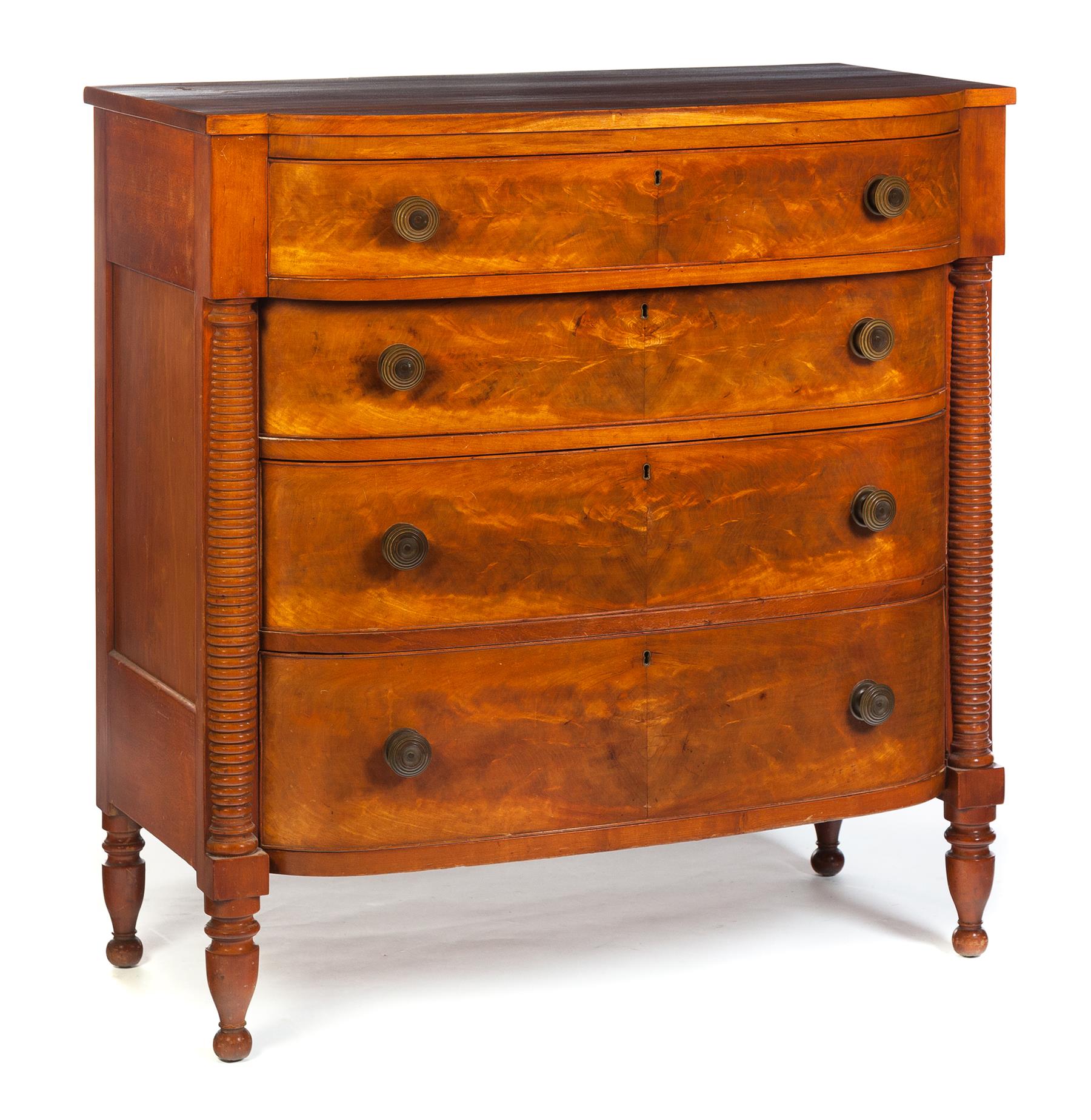 Appraisal: AMERICAN EMPIRE BOW FRONT CHEST OF DRAWERS Second quarter- th