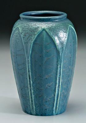 Appraisal: Hampshire Pottery vase mottled blue-green glaze arches in relief base