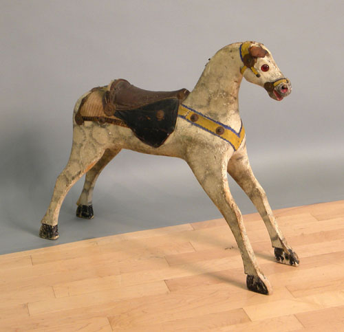 Appraisal: Carved and painted hobby horse th c h l