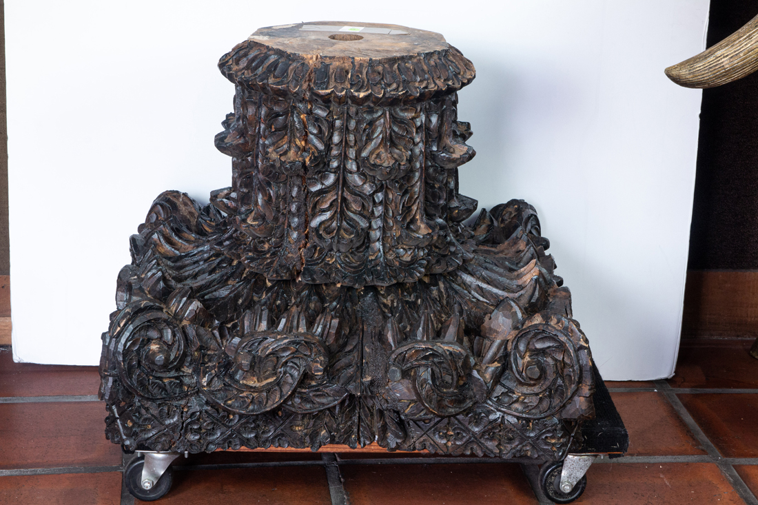 Appraisal: A MONUMENTAL CARVED CORINTHIAN CAPITAL CIRCA A monumental carved Corinthian