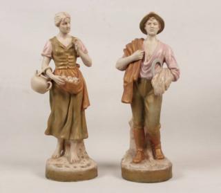 Appraisal: PAIR OF ROYAL DUX PORCELAIN PEASANT FIGURES PAIR OF ROYAL