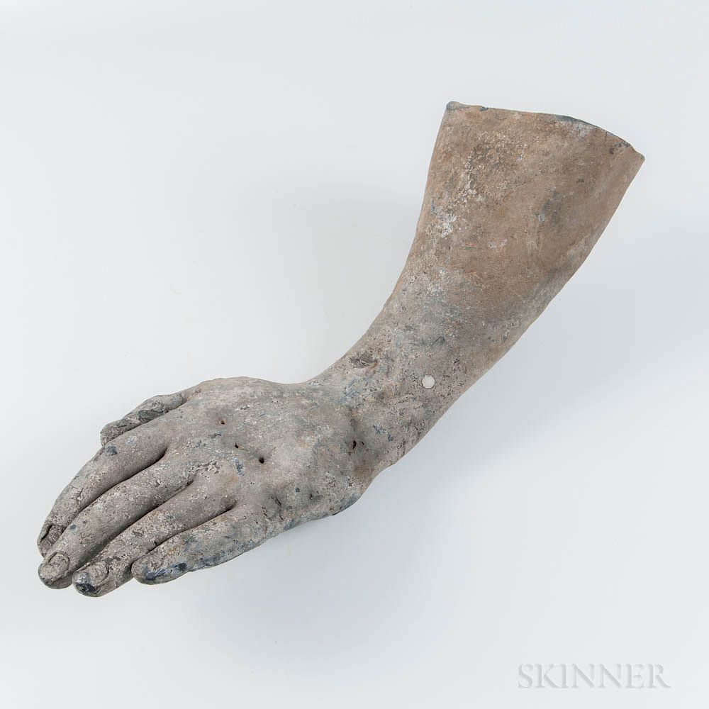 Appraisal: Lead Hand Wrist and Forearm Likely from the Statue of