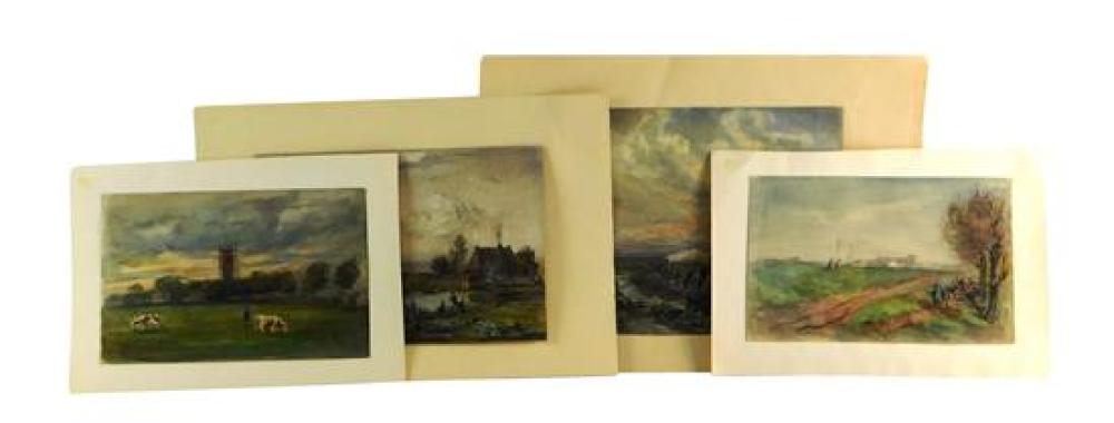 Appraisal: Four loose watercolors including two signed Adrian Woutens Dutch th