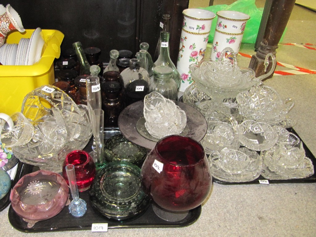 Appraisal: Three trays of assorted glassware and a pair of vases