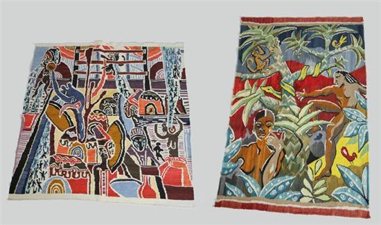 Appraisal: TWO AFRICAN TAPESTRIES Masana Tapestries Botswana late th century wool