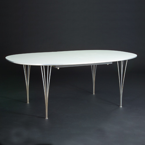 Appraisal: PIET HEIN FRITZ HANSEN Extension dining table in white laminate