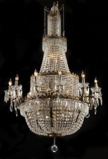 Appraisal: Empire style Empire style twelve-light crystal chandelier the gilt canopy