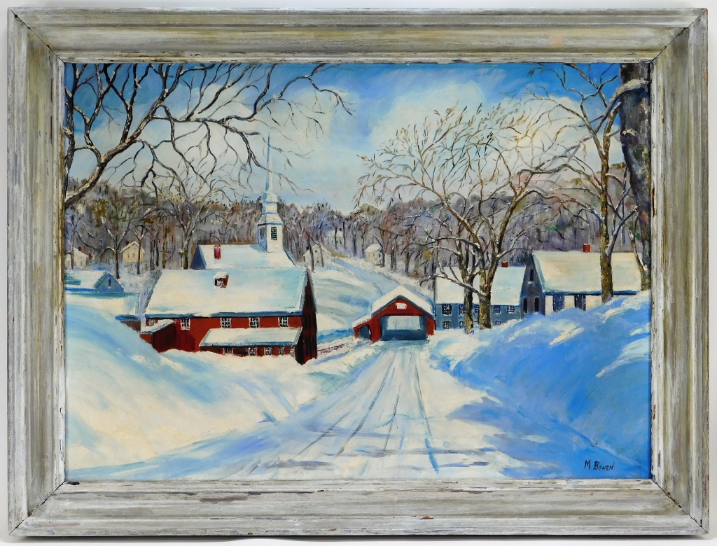 Appraisal: M BOWEN VERMONT WINTER LANDSCAPE PAINTING United States th CenturyWinter