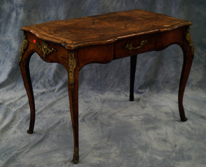 Appraisal: Louis XV ormolu mounted burl walnut writing table with a