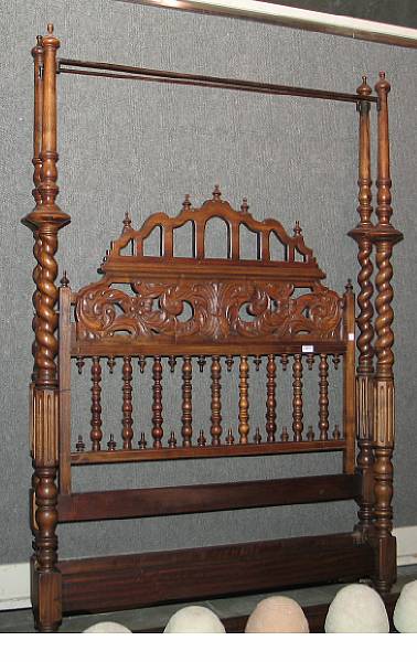 Appraisal: An Anglo-Indian hardwood four poster bed late th century height